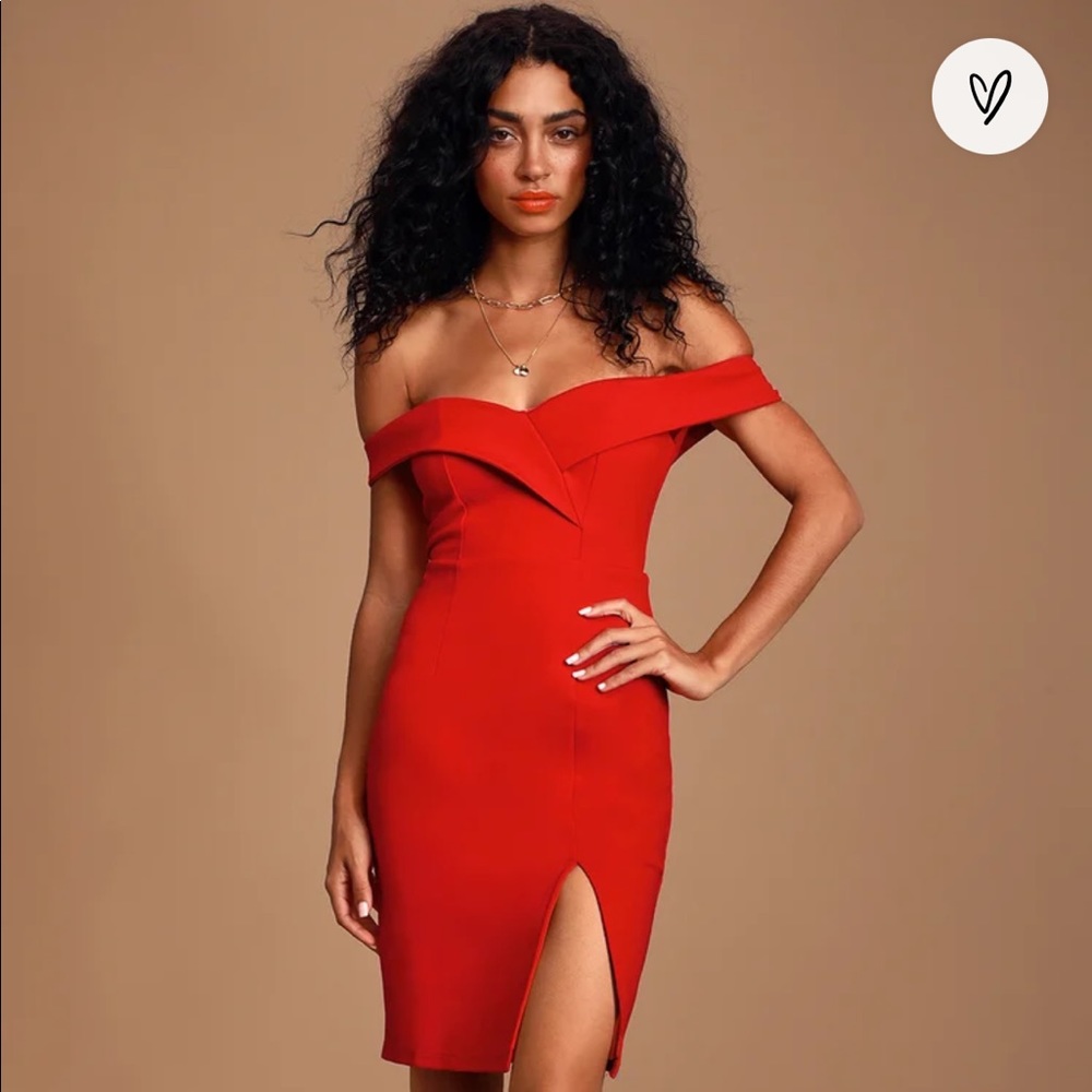 Lulu’s Classic Glam Red Off the Shoulders Dress S